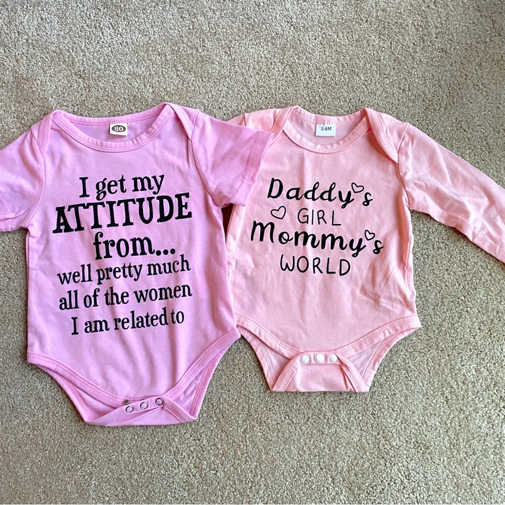 Set of 2 Pink Baby Girl Bodysuits